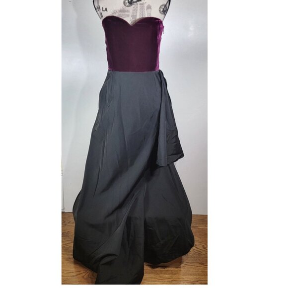 Lanvin Strapless Gown-Velvet Bodice & Draped Skirt Wine/Black Size 40 / US 8 - Picture 2 of 8